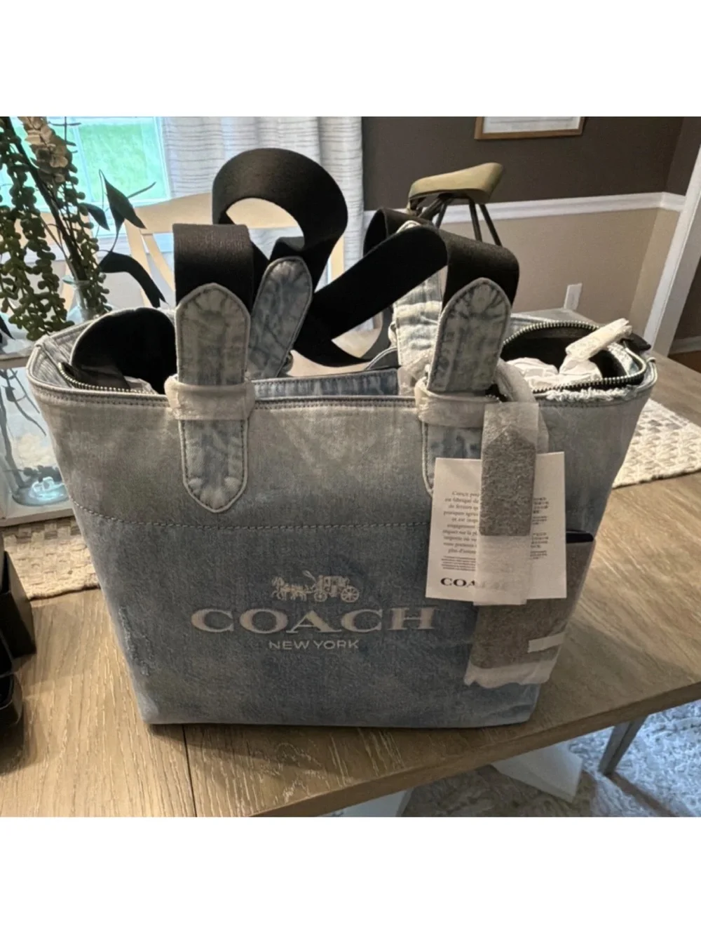 Coach Denim Tour Tote Bag in Light Blue - Picture 1 of 3